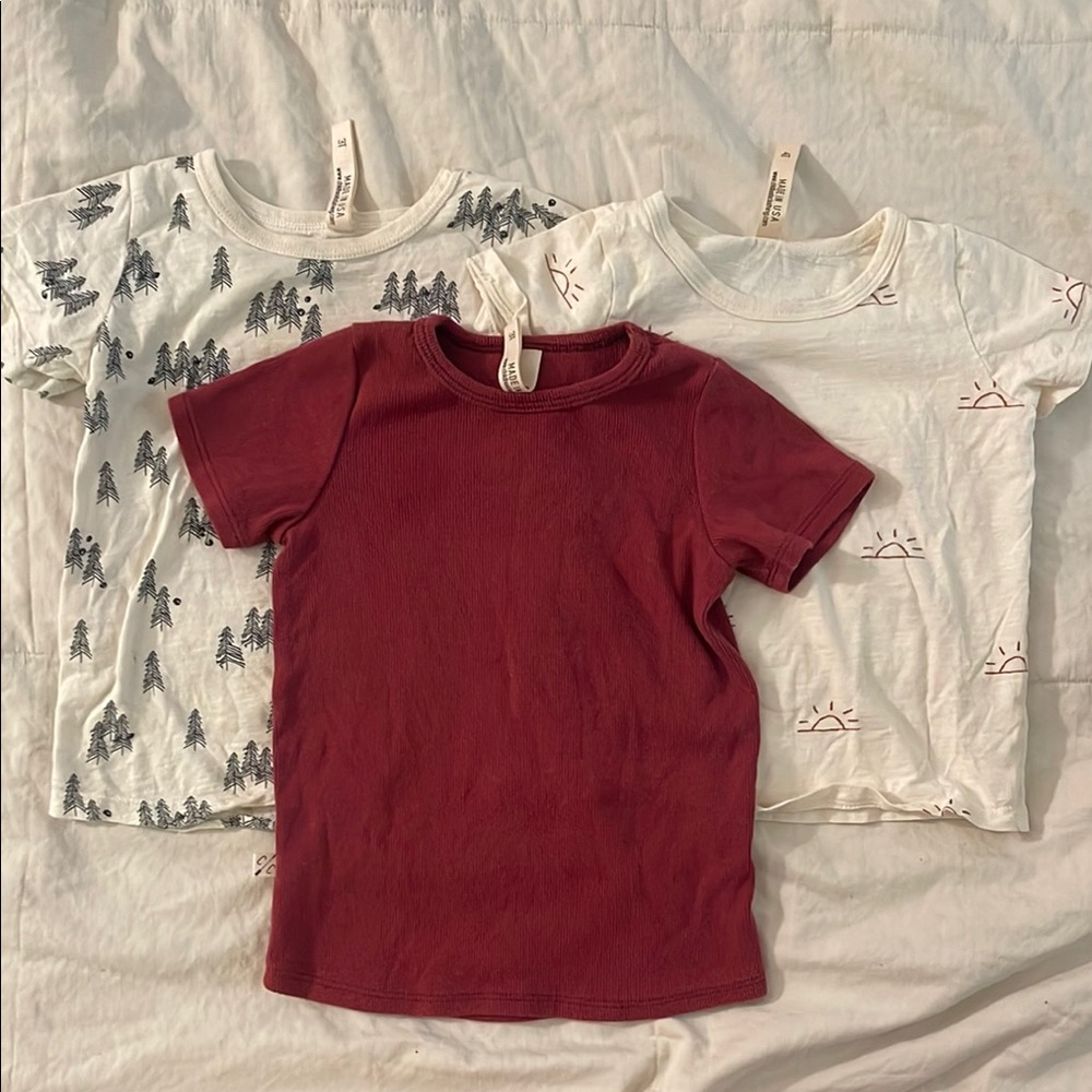 Kids' Burgundy and White T-Shirt Trio